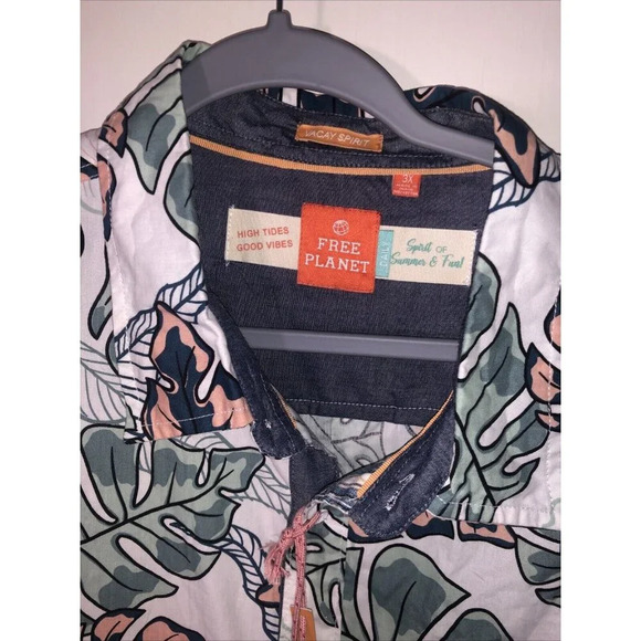 Free Planet Hawaiian Tropical Button Up Shirt Mens Size 3XL NWT Vacay Spirit - Picture 4 of 10